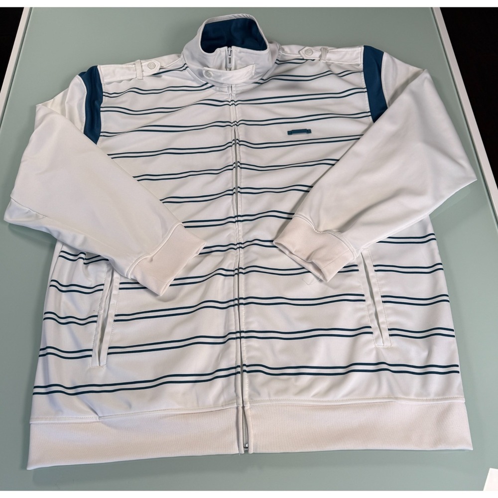 ECKO UNLTD Solid White Pin Stripe Mens Knit Full Zip Track Jacket - 3X-Large